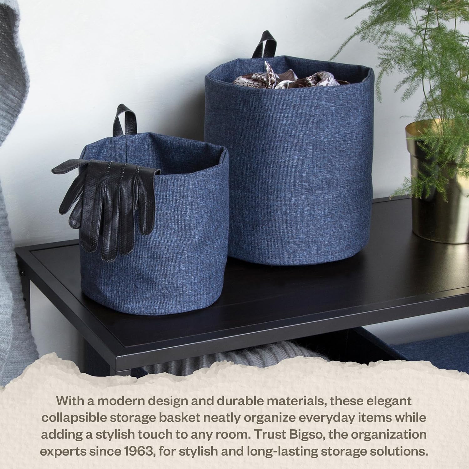 Bigso Soft Hang Around Hanging Storage Basket Large - Blue