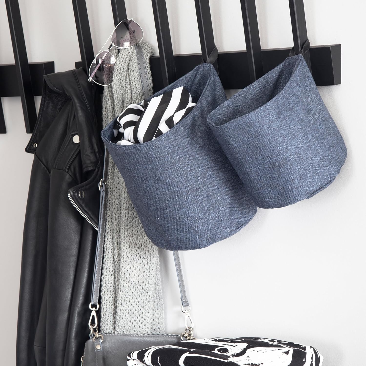 Bigso Soft Hang Around Hanging Storage Basket Large - Blue