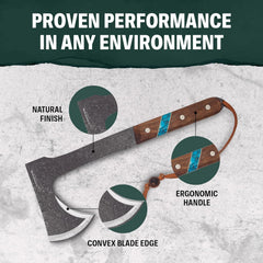 Condor Tool & Knife, Blue River Tomahawk, 1075 High Carbon Steel, 13 in Overall Length, Leather Sheath