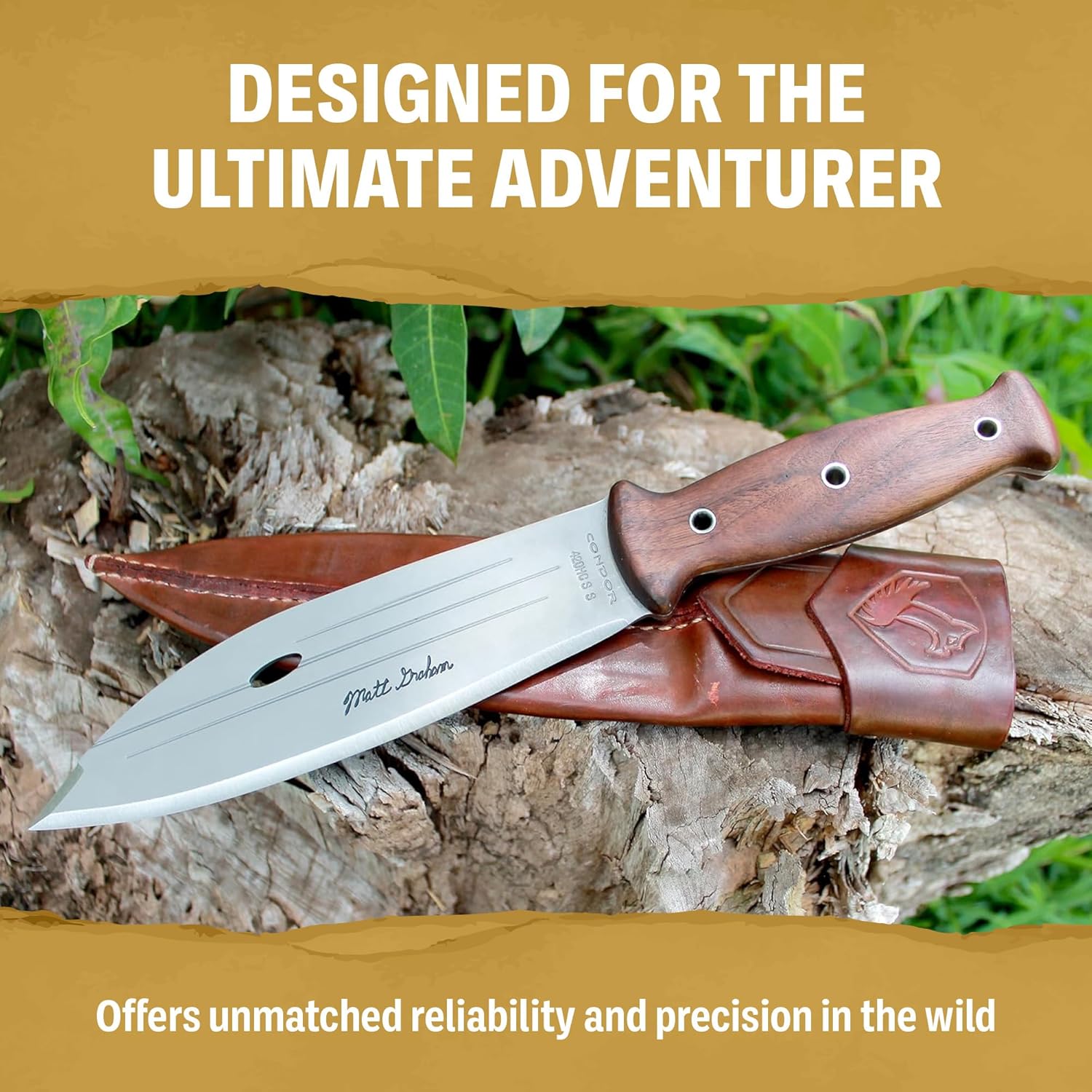 Condor Tool & Knife, Kephart Knife, 4-1/2in Blade, Hardwood Handle with Sheath