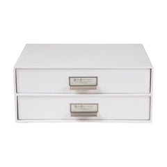 Bigso Birger 2-Drawer Fiberboard Label Frame Document Letter Box | White