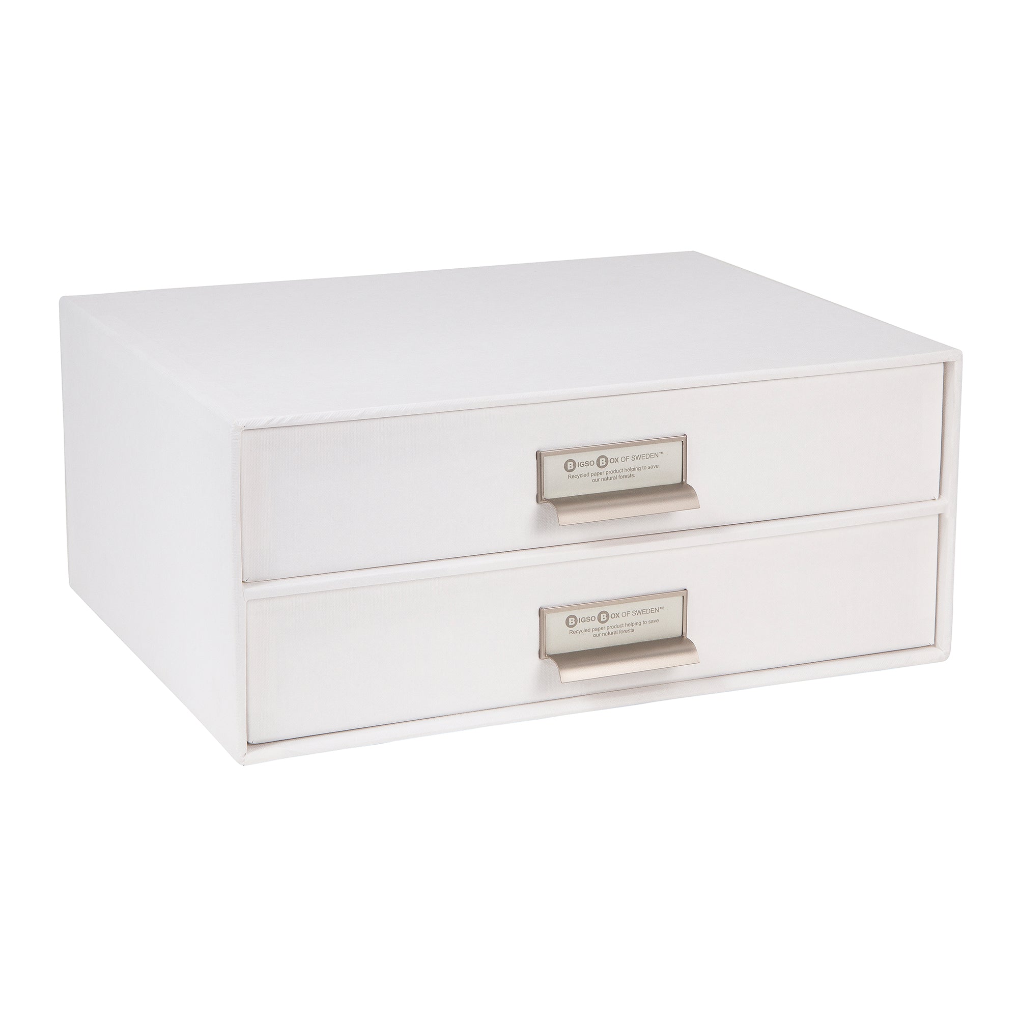 Bigso Birger 2-Drawer Fiberboard Label Frame Document Letter Box | White