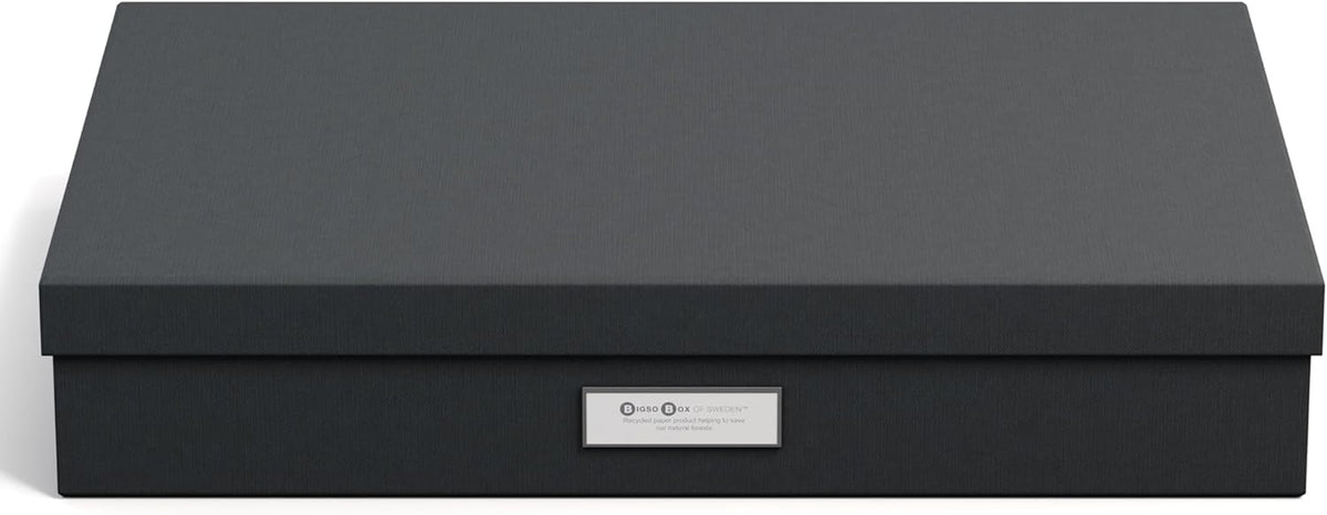 Bigso Sverker Fiberboard Legal/Art Storage Box, 3.3 x 17.1 x 12.2 in, Dark Grey