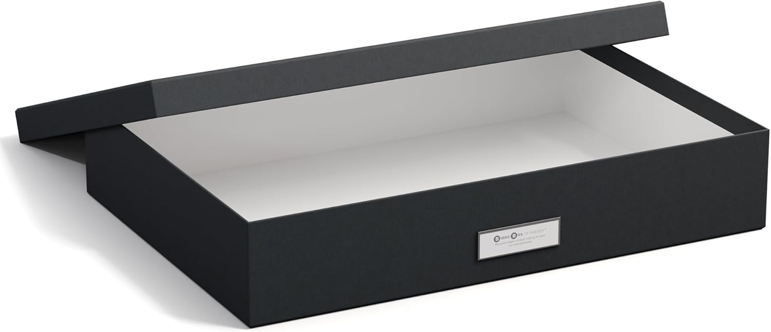 Bigso Sverker Fiberboard Legal/Art Storage Box, 3.3 x 17.1 x 12.2 in, Dark Grey