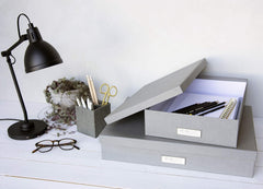 Bigso Sverker Fiberboard Legal/Art Storage Box, 3.3 x 17.1 x 12.2 in, Dark Grey