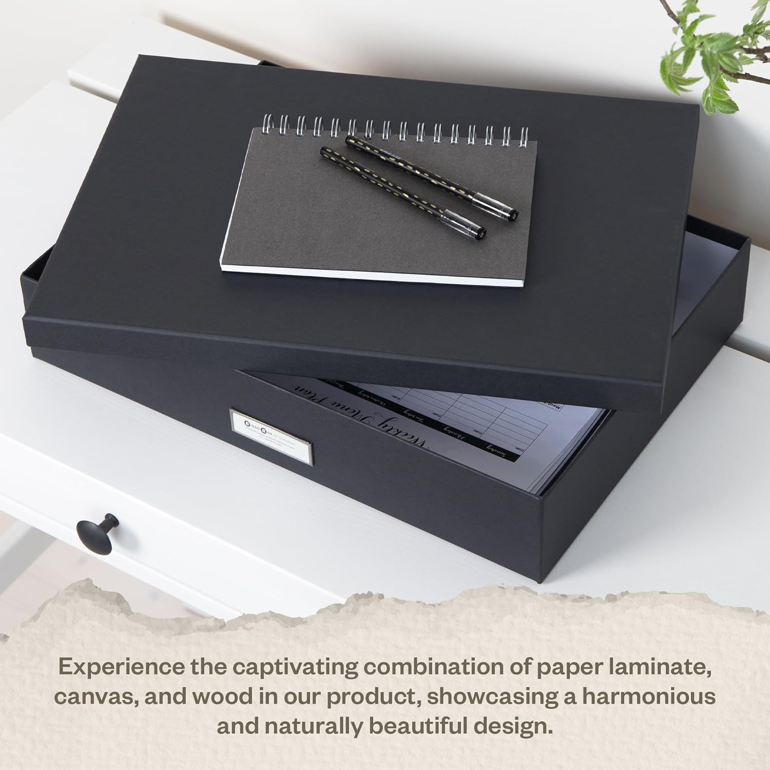 Bigso Sverker Fiberboard Legal/Art Storage Box, 3.3 x 17.1 x 12.2 in, Dark Grey