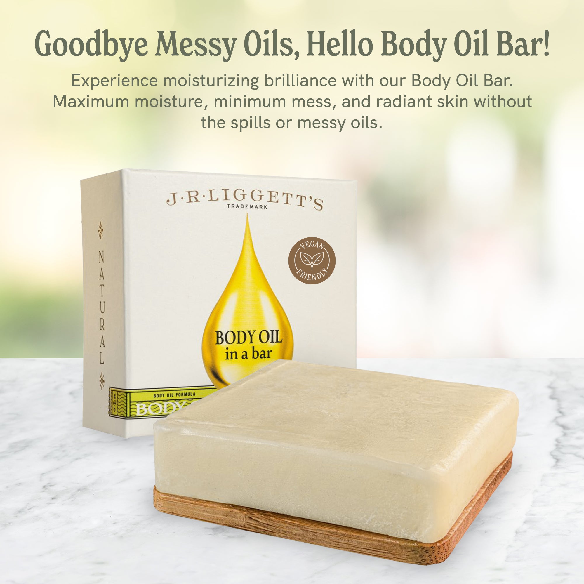 J.R.LIGGETT’S Body Oil in a Bar with Bamboo Wafer for Face and Body