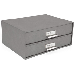 Bigso Birger 2-Drawer Doc Letter Box - 5.7x13x9.8in Gray