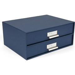 Bigso Birger 2-Drawer Doc Letter Box - 5.7x13x9.8in Blue