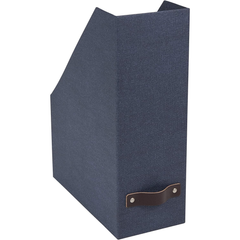 Bigso Estelle Canvas Fiberboard Upright Magazine Storage Box | Blue