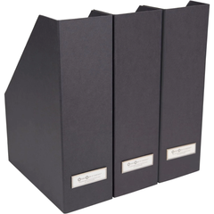 Bigso Viktoria Magazine Organizer | Magazine File Holder 3 Pack | Dark Grey